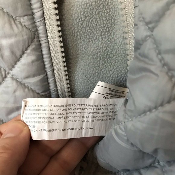 Canada Weatherguard Quilted Puffer Gray Fleece Zip Vest Toddler Baby Size 6/9 M - Picture 6 of 6